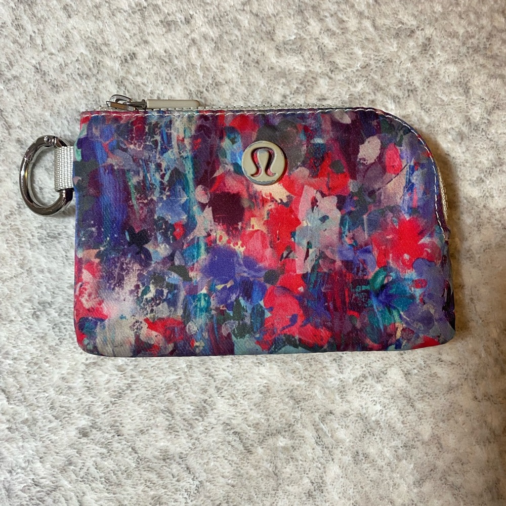 lululemon Floral Zip Card Pouch in Pink, Blue and Cream